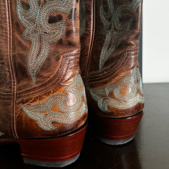 Never worn: Old Gringo Diego Brown with Turquoise Stitching Snip Toe - Picture 3 of 4